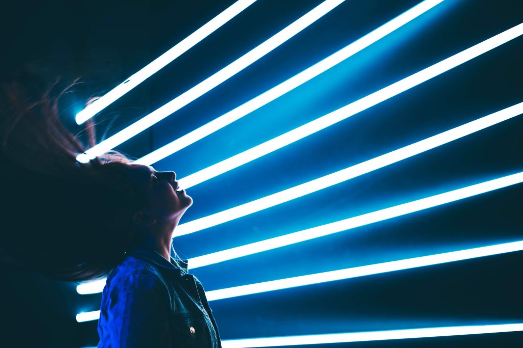 Woman in neon lights